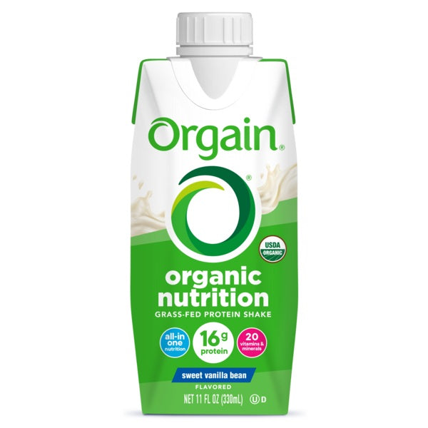 Orgain Organic Nutrition Grass-Fed Shake, Sweet Vanilla Bean, 11 fl oz