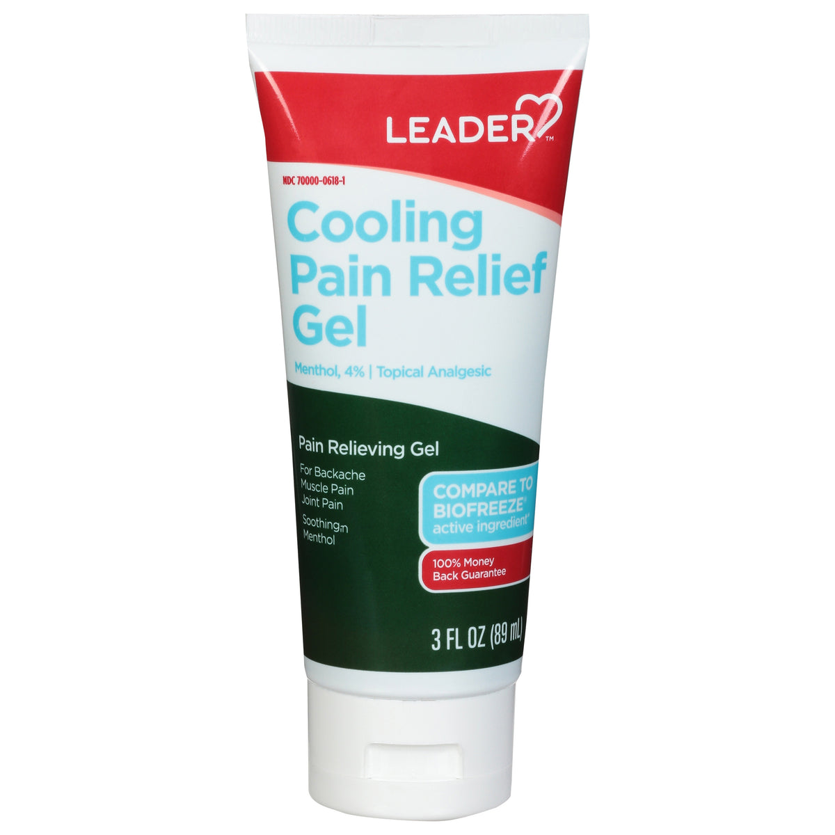 Leader Pain Relief Menthol, 4%, Gel, 3 oz