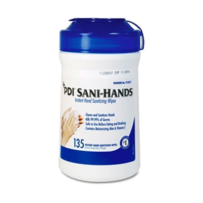 PDI Sani-Hands Instant Hand Sanitizing Wipe, Large Canister, 6" x 7.5"