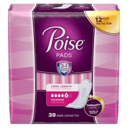 Poise Maximum Absorbency Long Pads 44561 39 CT