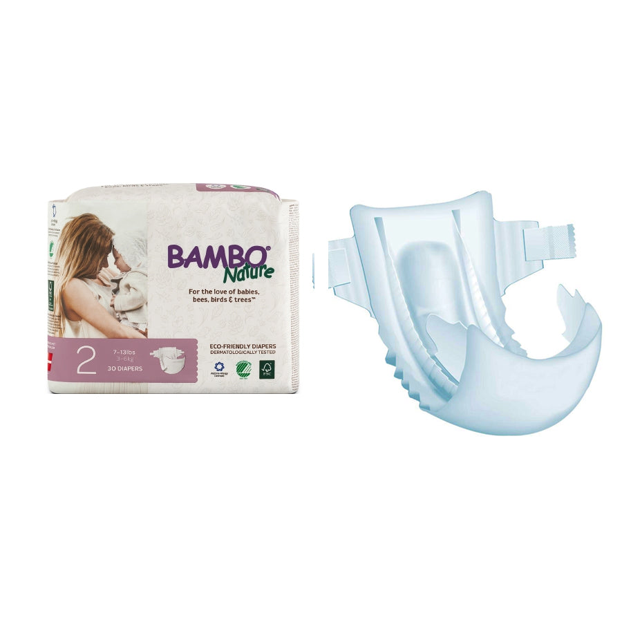 Abena Bambo Nature Disposable Baby Diaper, Size 2, for 7 to 13 lb, Fun Graphics Print