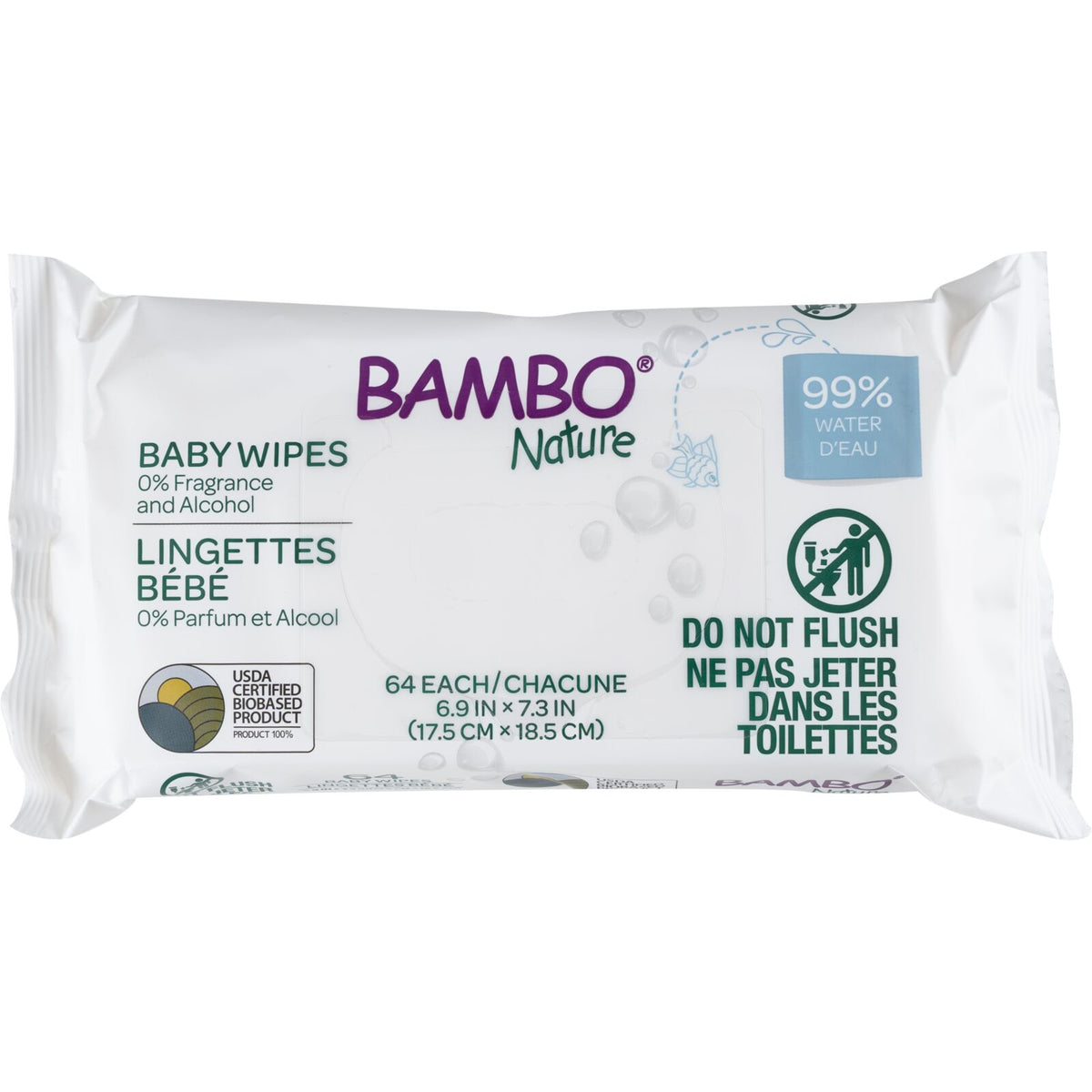 Bambo Nature Baby Wipes, 64 ct