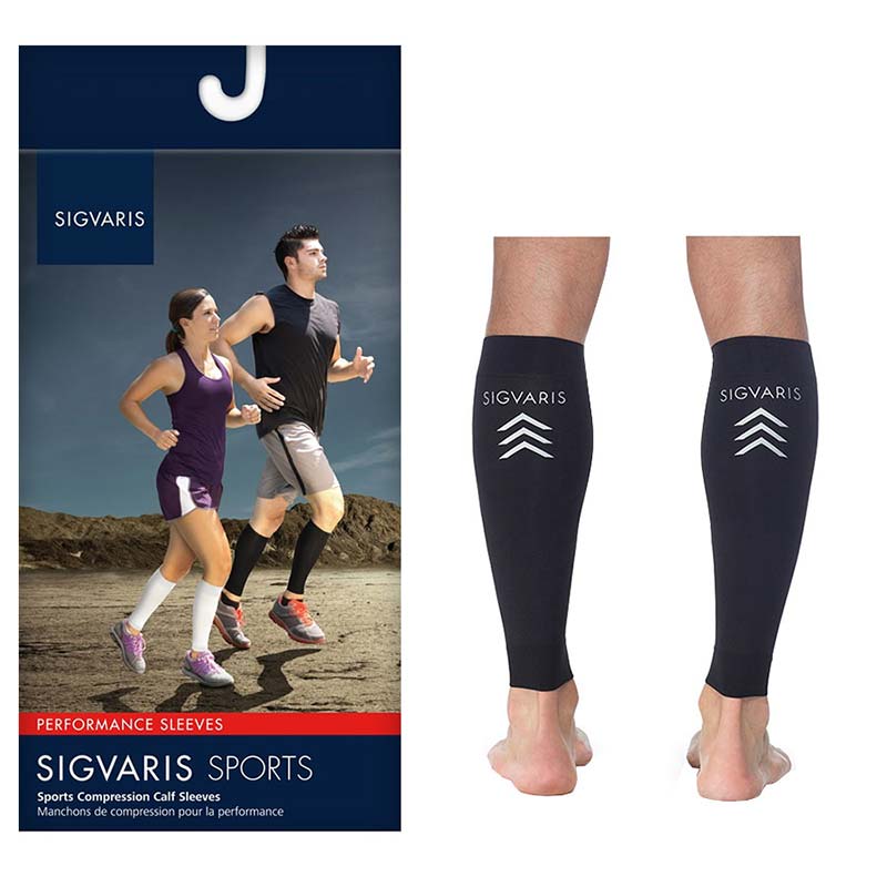 Sigvaris Sports Performance Compression Calf Sleeve, 20 to 30mmHg, Large, Black