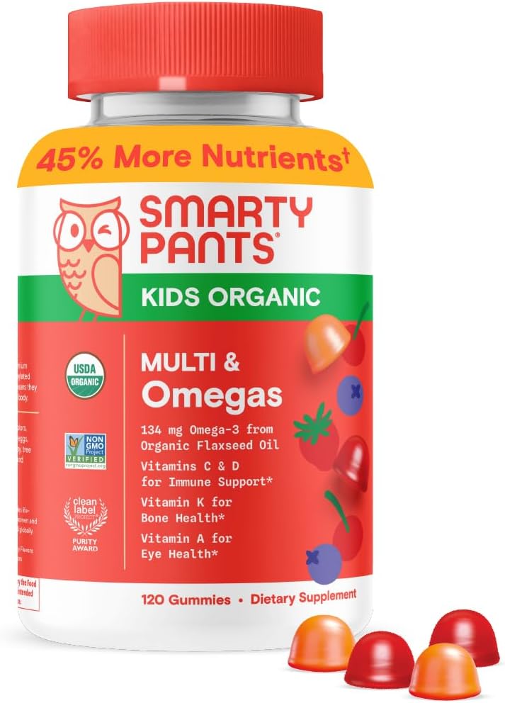 Smartypants Organic Kid's Multi and Omegas Gummy Vitamin, 120ct