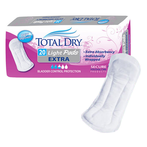 Secure Personal Care TotalDry Incontinence Light Pad, 250mL Absorbency