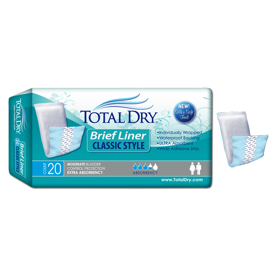 Secure Personal Care TotalDry Brief Liner, 500mL Absorbency, 4" x 13"
