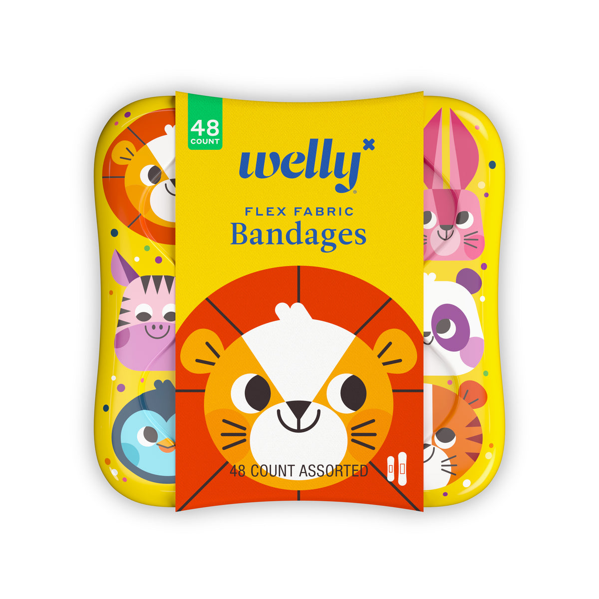 Welly Assorted Flex Fabric Adhesive Bandages, Zoo Animals, 48 ct