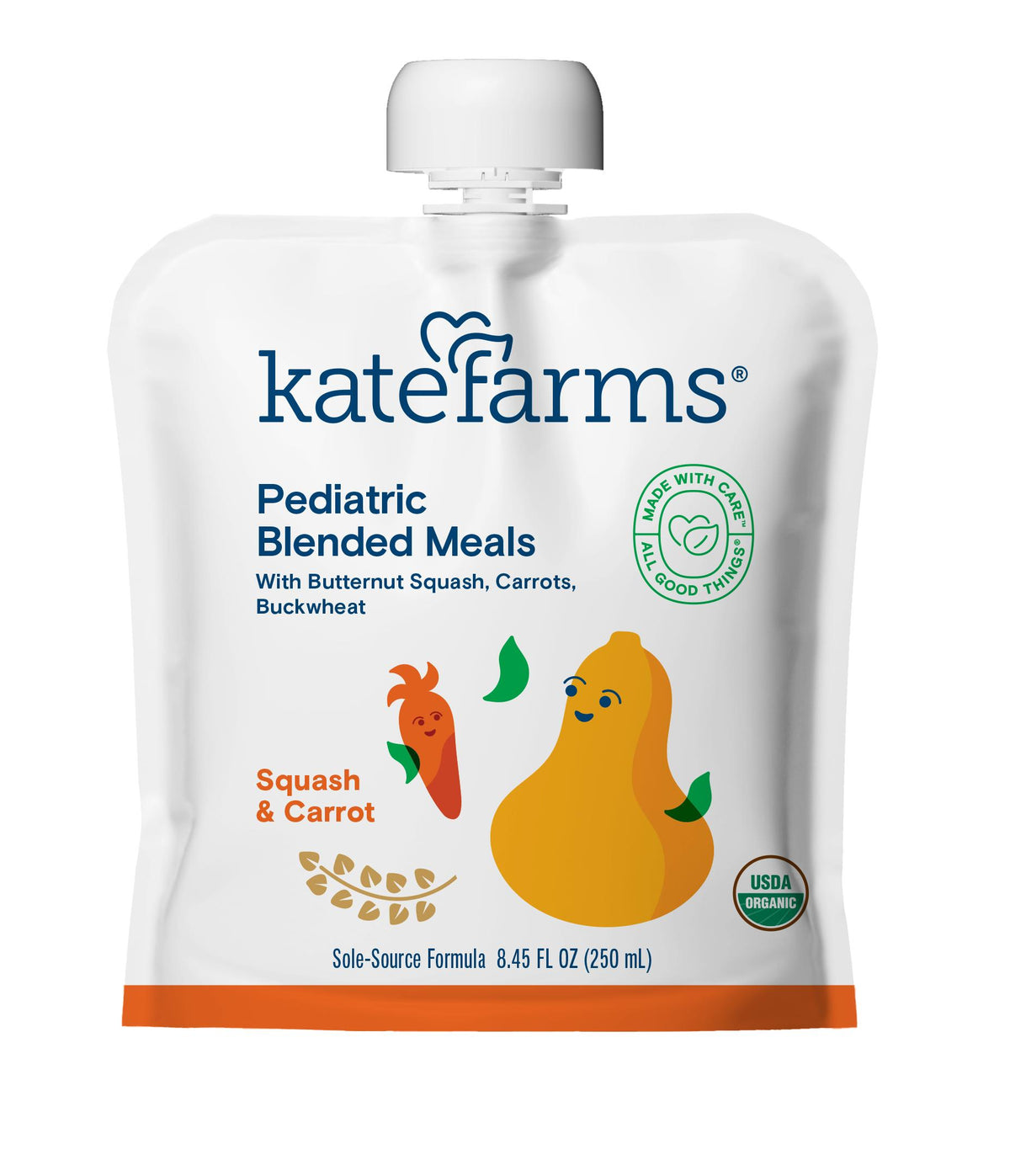 Kate Farms Pediatric Blended Meals, Squash & Carrot, 8.45 fl oz (250 mL)