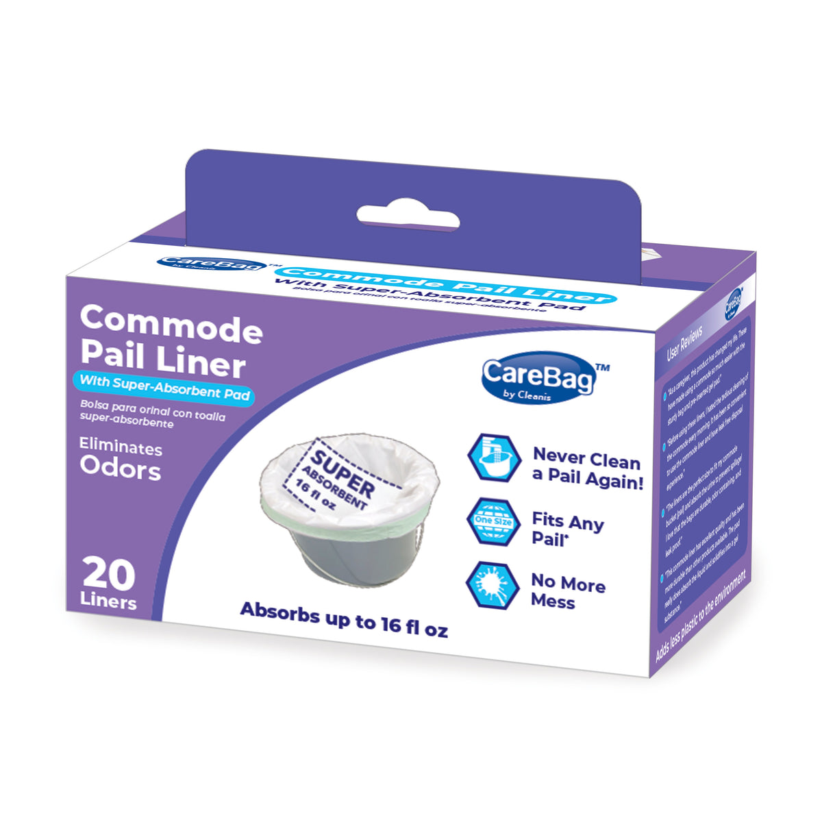 Carebag Oxo-Biodegradable Commode Liner with Super Absorbent Pad