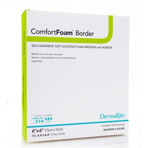ComfortFoam Border Foam Wound Dressing with Soft Silicone Adhesive, 7" x 7"
