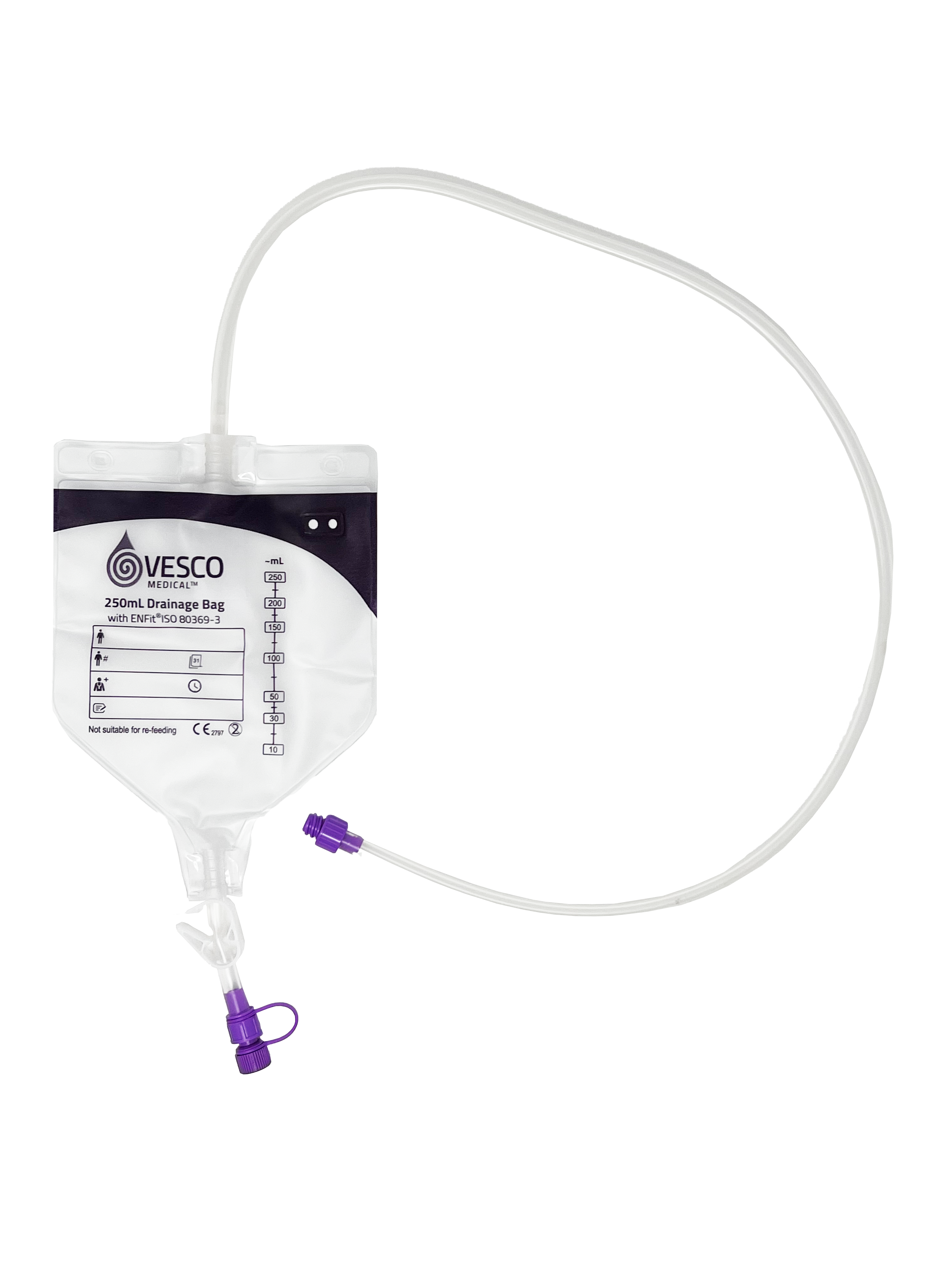 Vesco Medical Enteral Drainage Bag with ENFit Connector (Sterile) - 1pc
