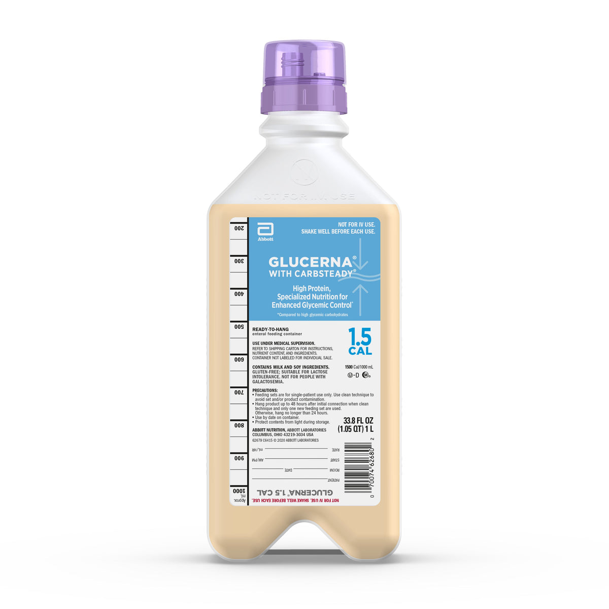 Glucerna 1.5 Cal Nutritional Supplement with Safety Screw Connector 1000mL, Ready to Hang, Institutional