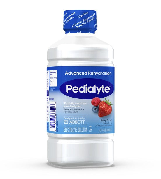 Pedialyte Advanced Rehydration, Berry Frost Flavored, 33.8 fl oz (1L) Bottle