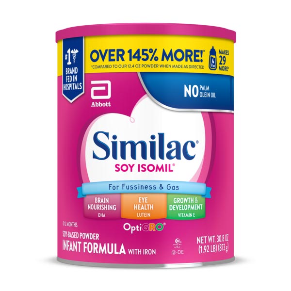 Similac Soy Isomil Infant Formula Powder, 30.8 oz, Retail