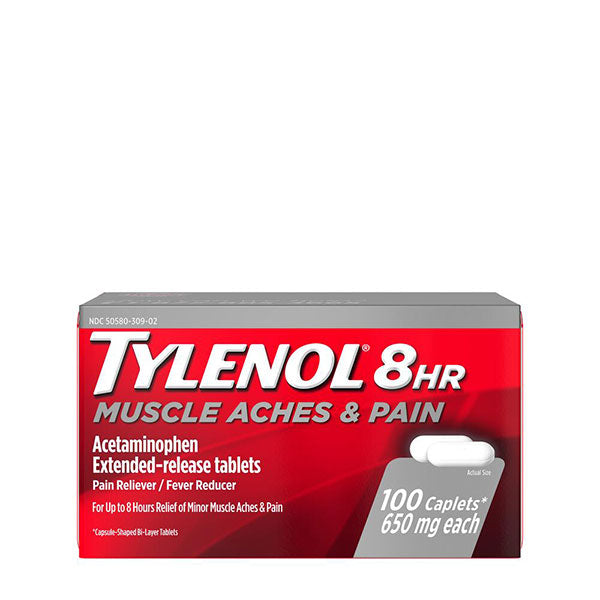 Tylenol 8 HR Muscle Aches and Pain Caplets, 100 ct