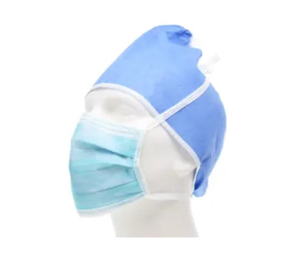 Cardinal Health Level 3 Surgical Mask with Anti-Fog Strip, Ties, Mediterranean Blue