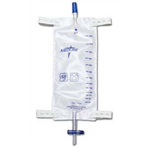 Medline Industries Leg Bags with Comfort Strap, Fabric Back and exclusive Slide-Tap Drainage Port 1100mL, Large, Sterile Fluid Pathway
