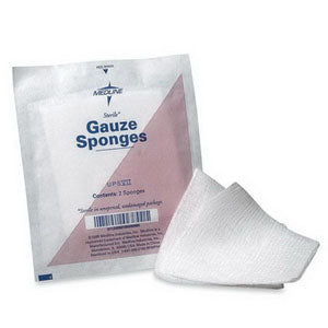 Medline Industries Caring Nonsterile Gauze Sponge 4" L x 4" W, 8-ply, Latex-free, Bulk