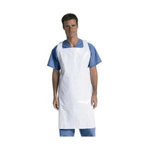 Medline Protective Polyethylene Disposable Apron 28" x 46" White