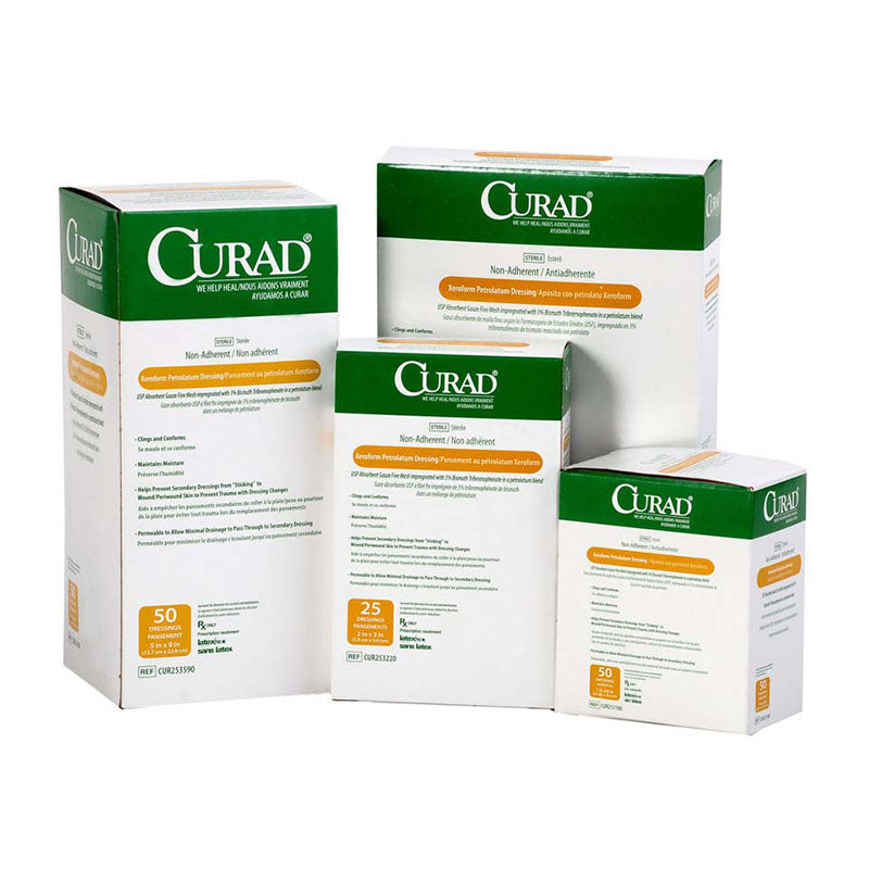 Medline Xeroform Curad Gauze Dressing 4" L x 4" W, Standard, Latex-free