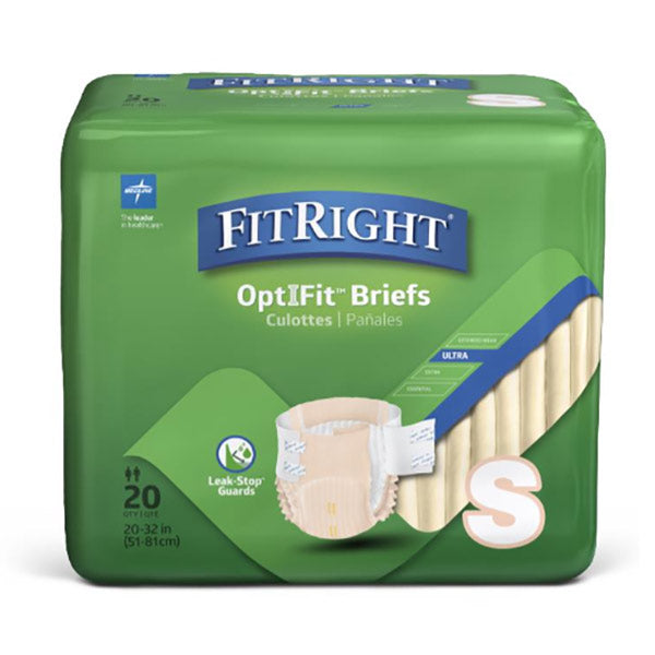 Medline FitRight Ultra Incontinence Brief, Small, 20" to 33" Peach