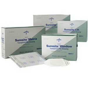 Medline Suresite Transparent Window Film Dressing, Latex Free, Waterproof, Adhesive 2-3/8" x 2-3/4"