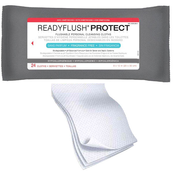 Medline ReadyFlush Protect Biodegradable Flushable Wipe, 8'' x 12''