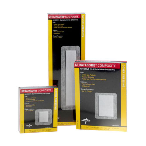 Medline Stratasorb Composite Island Wound Dressing, 10'' x 4'' with 8'' x 2'' Pad