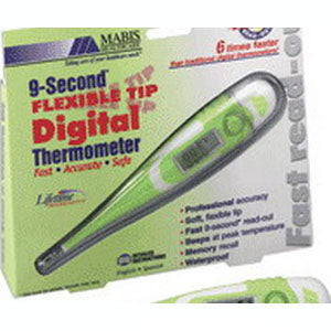 Mabis Digital 9-Second Digital Flexible Tip Thermometer, Waterproof