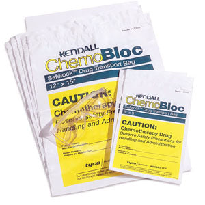 Kendall ChemoPlus Chemo Drug Transport Bag, 4 mil Thick, White, 6" x 9"