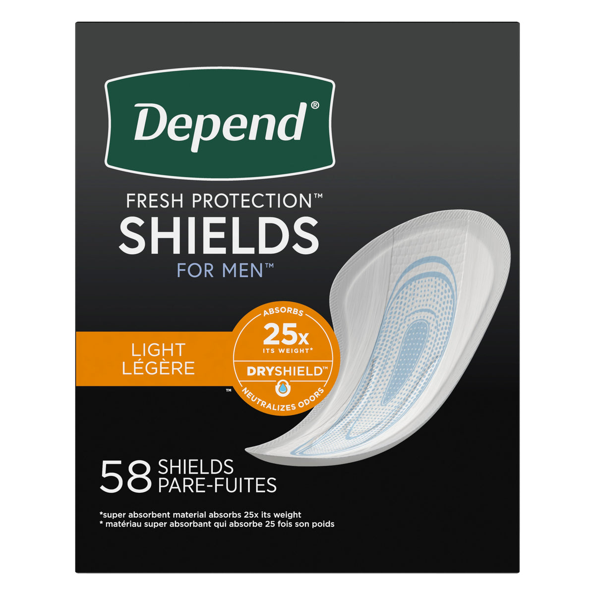 Depend Incontinence Shields for Men, Light Absorbency, (Packaging May Vary)