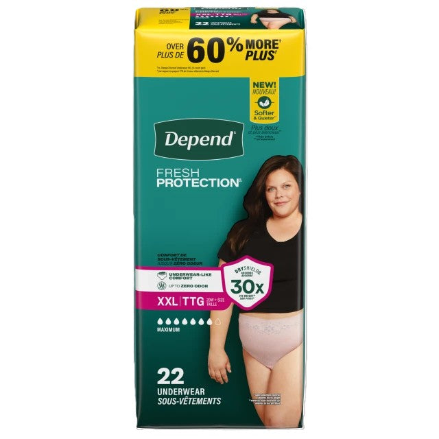 Depend Max Absorbancy Undewear, Female, Blush, 2X-Large, 22 ct