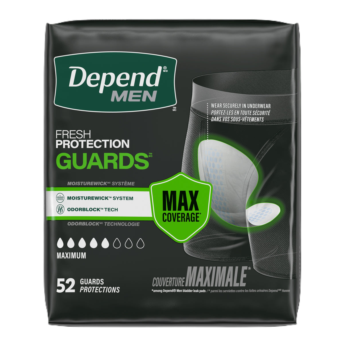 Depends Guards Incontinence Pads for Men, Maximum Absorbency