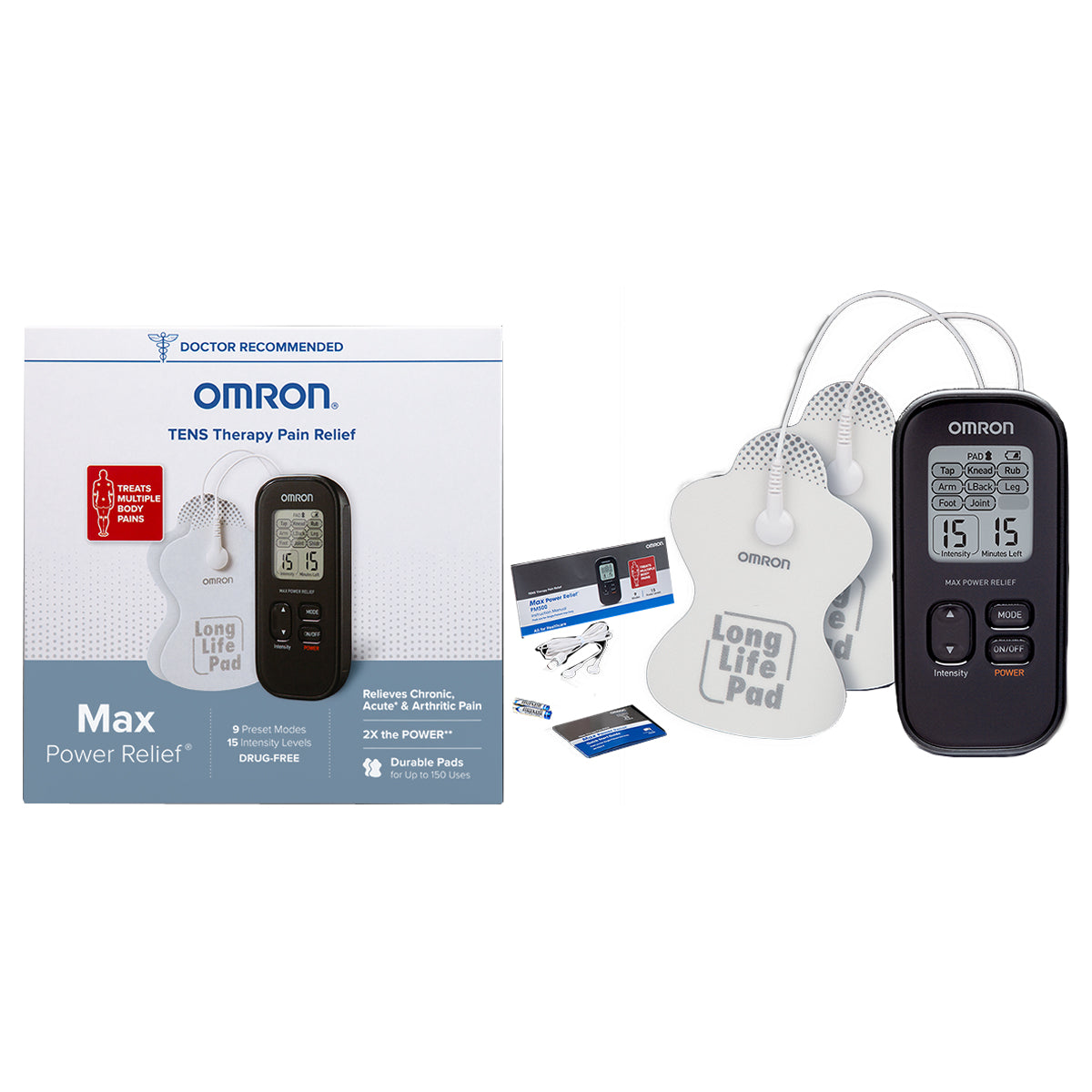 Omron Max Power Relief Transcutaneous Electrical Nerve Stimulation Unit, For Electrotherapy Use, 2'' x 1'' x 4.4''