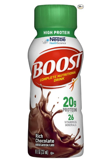 Nestle Boost High Protein Nutritional Energy Drink, 8 oz Bottle, Rich Chocolate