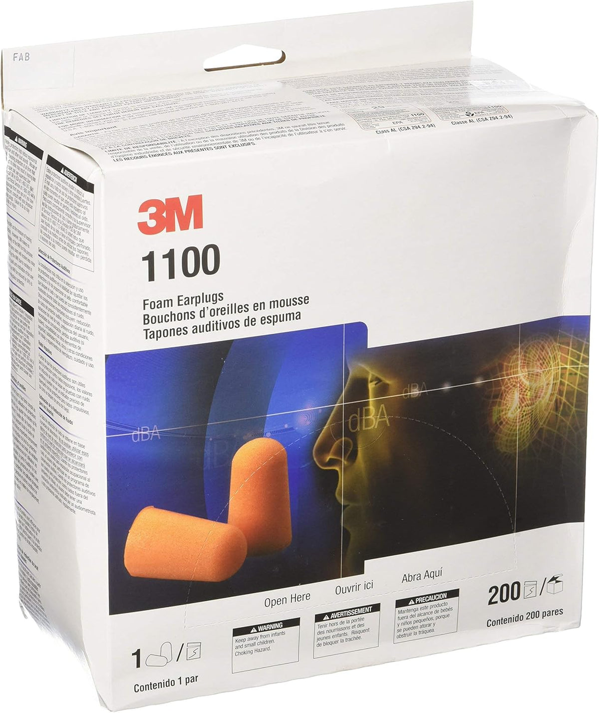 3M Dielectric Polyurethane Foam Earplug, Uncorded, NRR 29 dB, One Size Fits All, Orange
