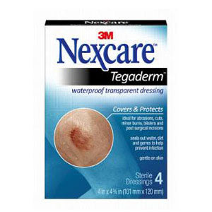 3M Nexcare Tegaderm Transparent Dressing, Latex Free 4" x 4-3/4"