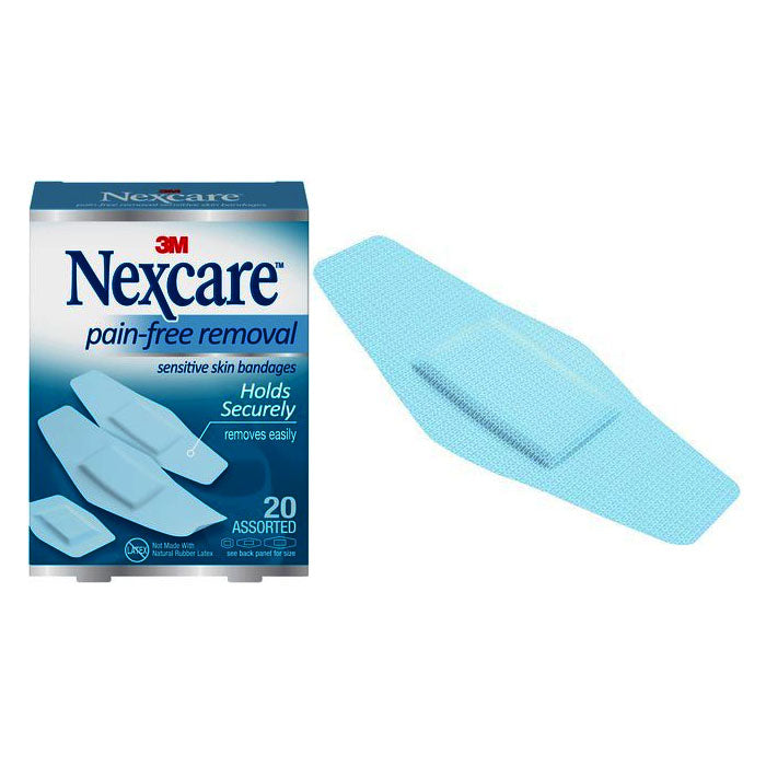 3M Nexcare Adhesive Sensitive Skin Bandage, Assorted, Blue