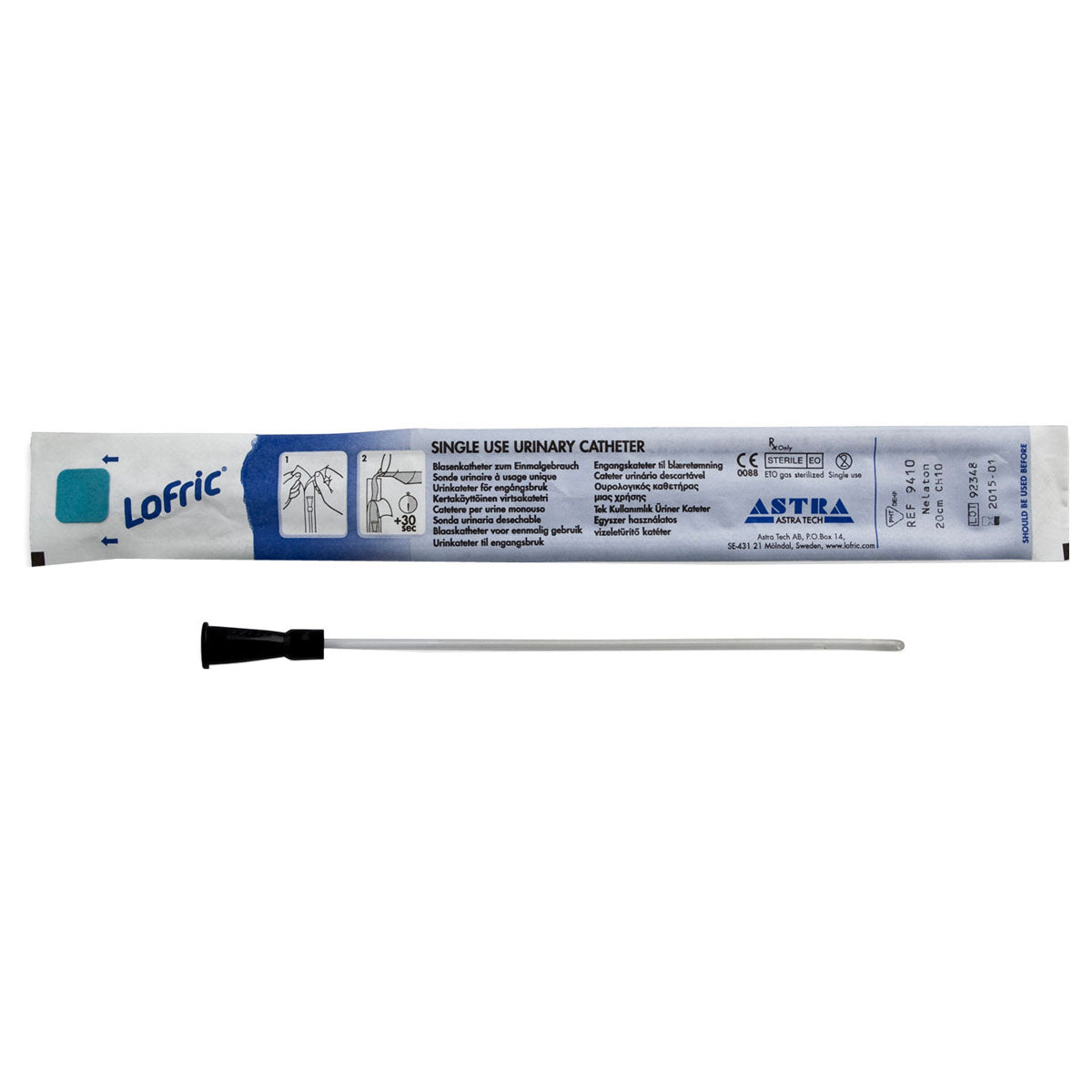 Wellspect LoFric Hydrophilic Catheter, Female Length, Straight Tip, 18Fr OD, 8"