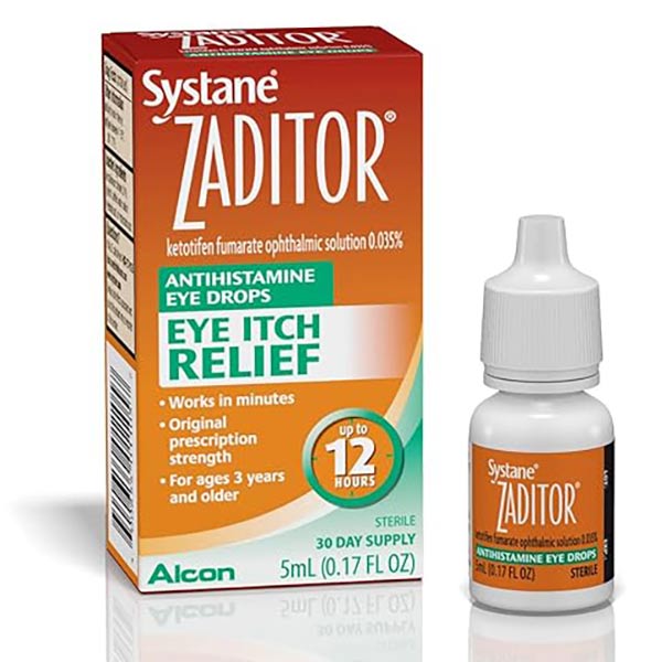 Alcon Zaditor Antihistamine Eye Drop, 0.035% Ketotifen Fumarate, 5mL