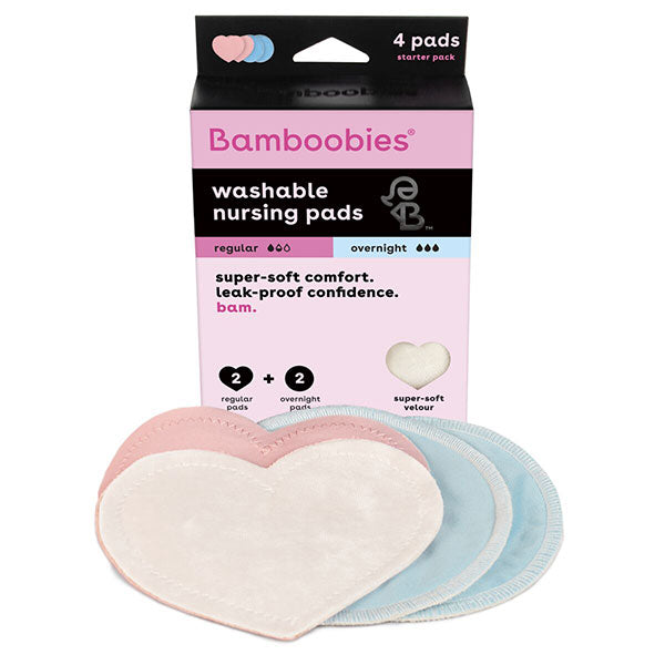 Bamboobies Washable Bamboo Rayon Nursing Pad, 2 Pair Pack, 1 Regular and 1 Overnight