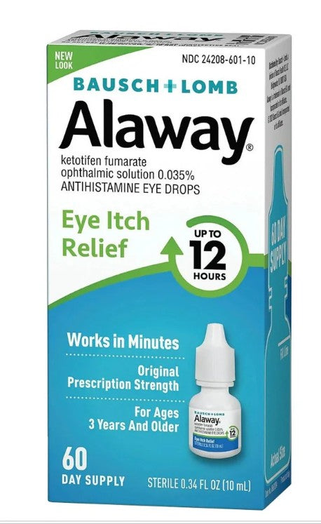 Bausch + Lomb Alaway Antihistamine Eye Drops, 0.34 oz, 60 Day Supply