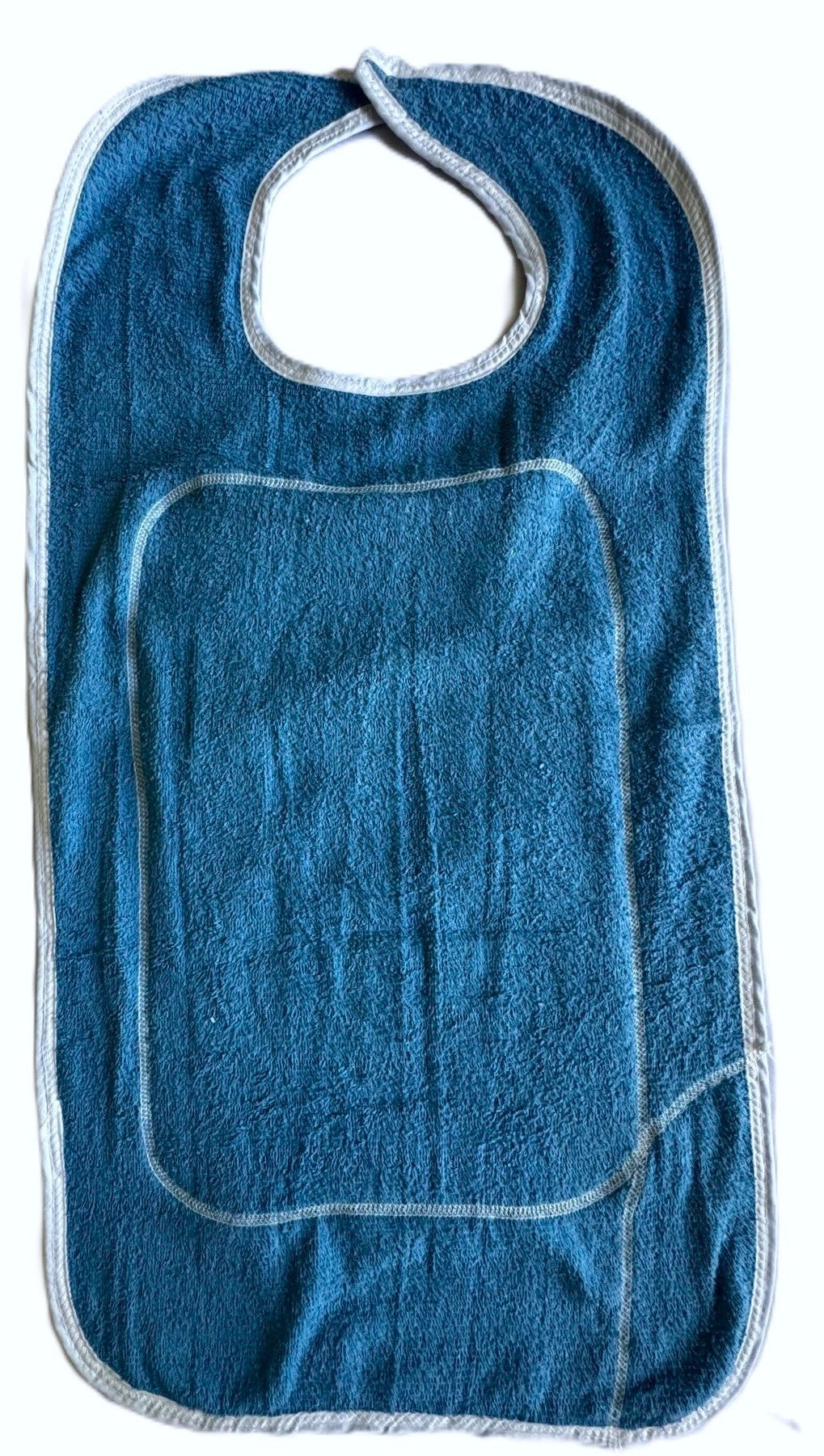 Beck's Classic Reusable Terry Cloth Bib with Snap Closure, Blue, Blue Vinyl Barrier, 18" x 24"