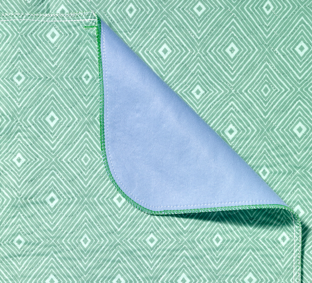 Beck's Classic Reusable Underpad, White Backsheet, Laminated Polyurethane, Green Diamond Pattern, 34" x 36"