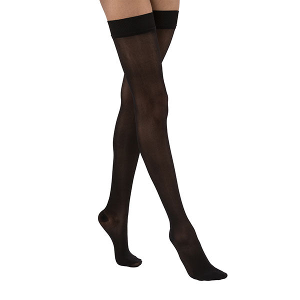 BSN Jobst UltraSheer Compression Stocking, Thigh-High, 20 to 30mm Hg, with Silicone Dot Band, Closed Toe, Medium, 18-1/8" to 27-1/2" Classic Black