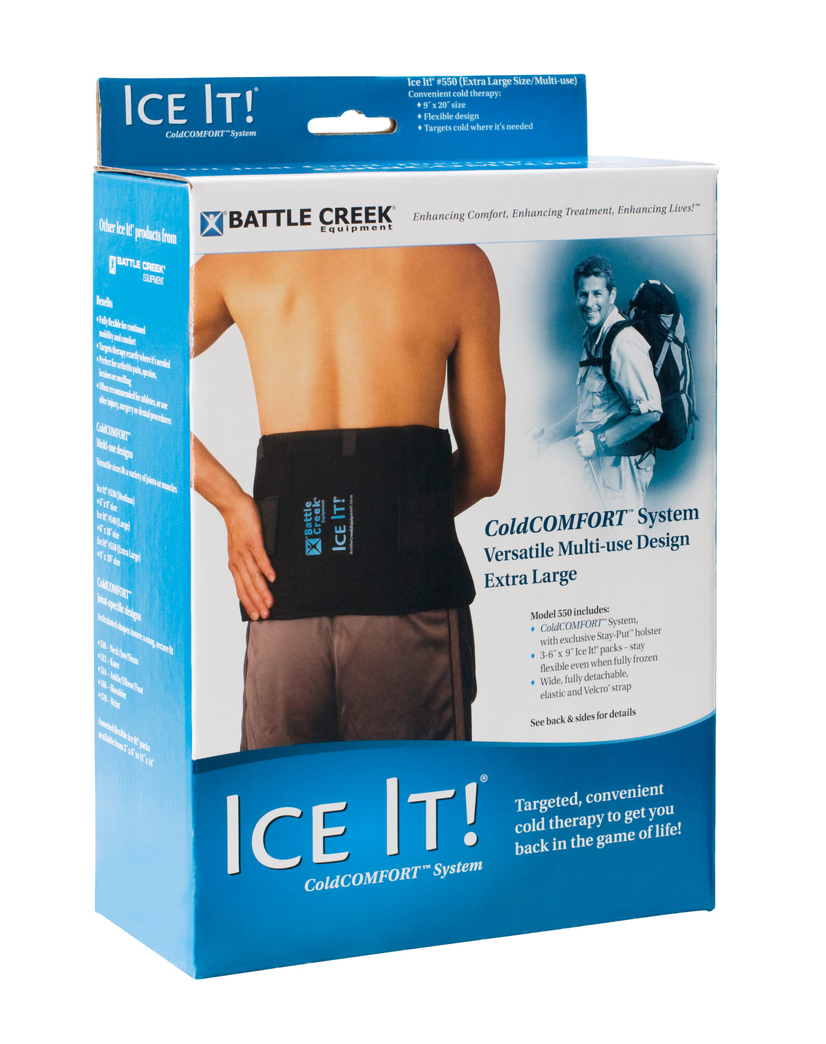 Battle Creek Ice It! ColdComfort Ice Pack Wrap with 3 Cold Packs 9" x 20"