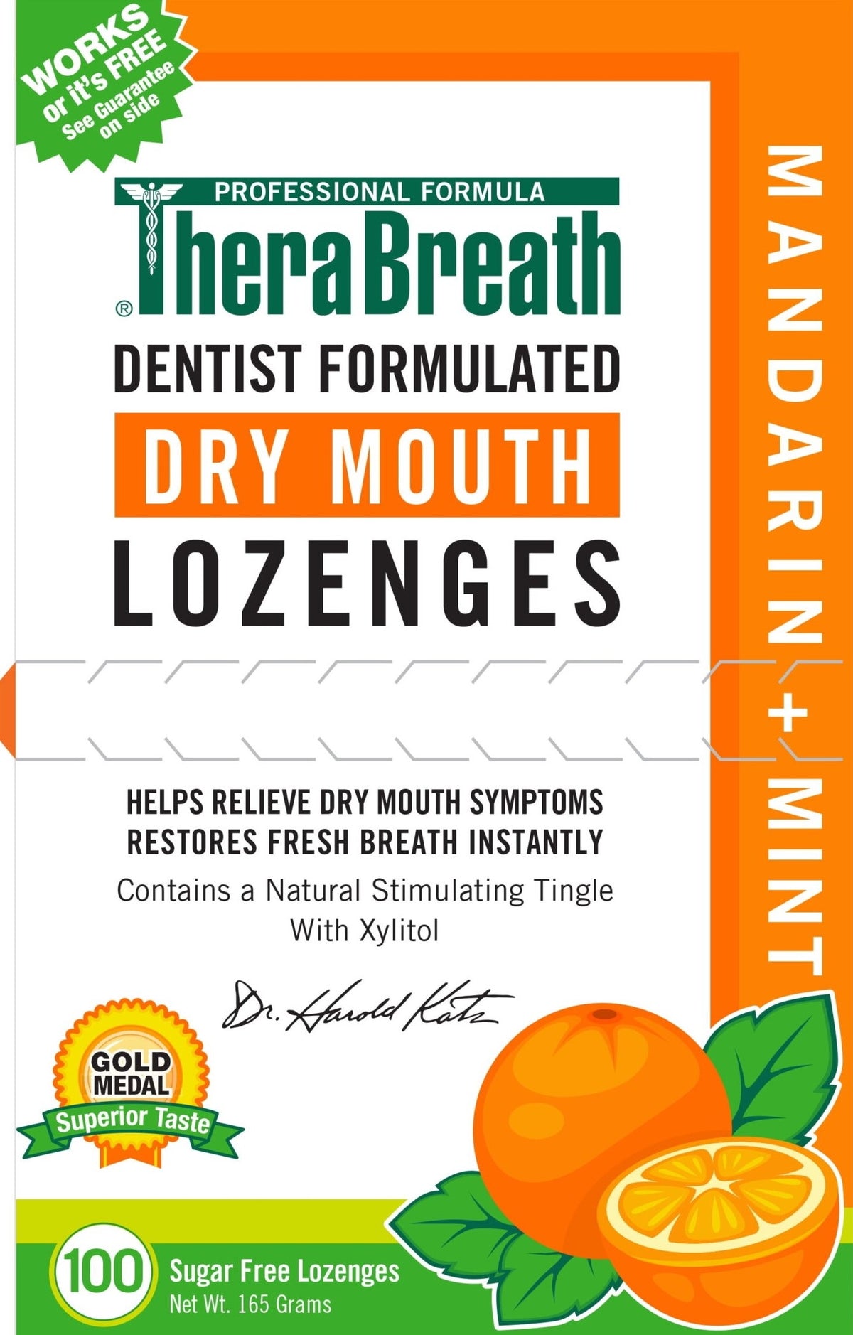 TheraBreath Dry Mouth Lozenges Mandarin Mint, 100 ct