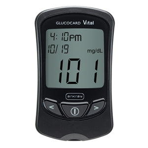 Arkray USA GlucoCard Vital Basic 10 Blood Glucose Meter Black, Auto Coding, 1/2µL Sample Size