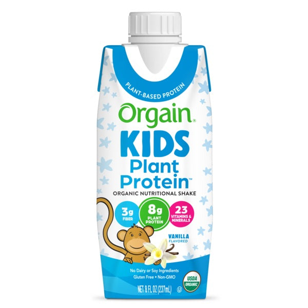 Orgain Kids Plant Protein Organic Nutritional Shake, Vanilla, 8 fl oz