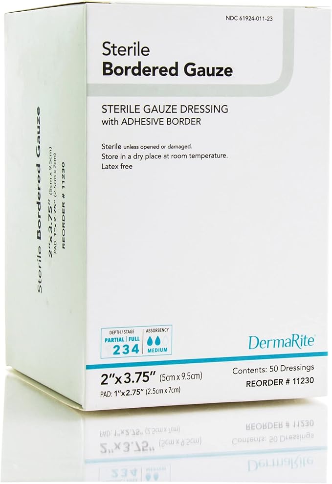 Sterile Border Gauze with Adhesive Border, 2" x 3.75"